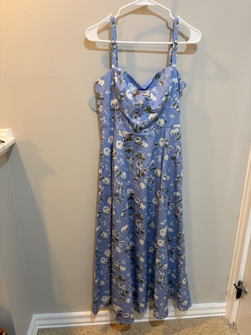 Hill House Lavender Blue Floral Maxi Dress with White Blossoms
